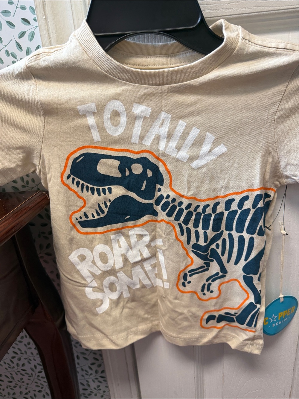 Kids Cream 'Totally Roarsome' Dino Graphic Tee